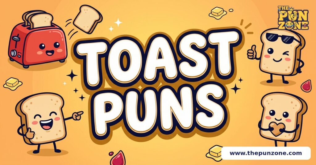 Toast puns title card with cartoon toast slices