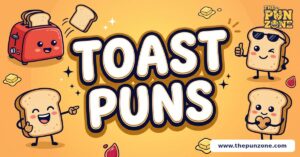 Toast puns title card with cartoon toast slices