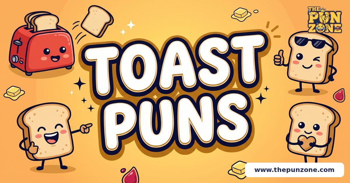 Toast puns title card with cartoon toast slices